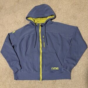 RTIC Outdoors Womens Water-Repellent Full Zip Hoodie Sweatshirt Blue Yellow Sz L